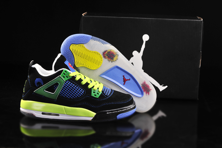Air Jordan 4 Women Shoes Black/Blue/Yellow/Purple Online